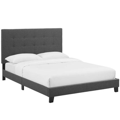 Mariah Queen Tufted Button Upholstered Fabric Platform Bed - living-essentials
