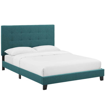 Mariah Queen Tufted Button Upholstered Fabric Platform Bed - living-essentials