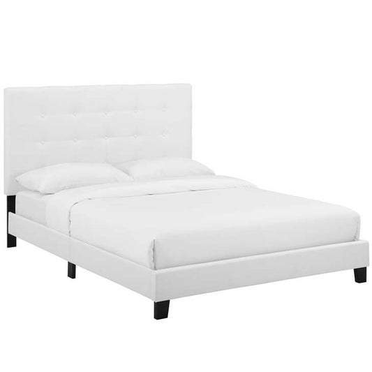 Mariah Queen Tufted Button Upholstered Fabric Platform Bed - living-essentials