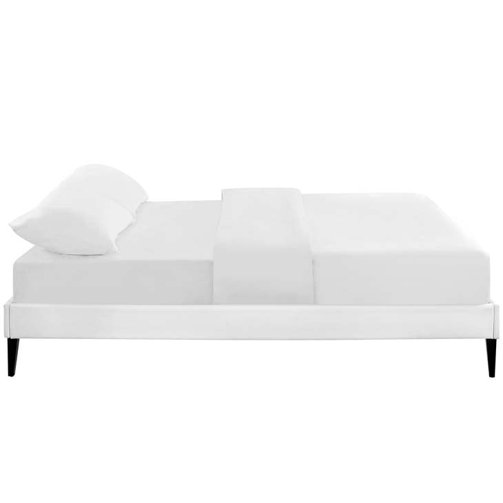 Tempo White Full Bed Frame with Squared Tapered Legs - living-essentials