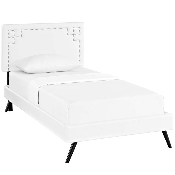 Ruby Twin Platform Bed with Round Splayed Legs - living-essentials
