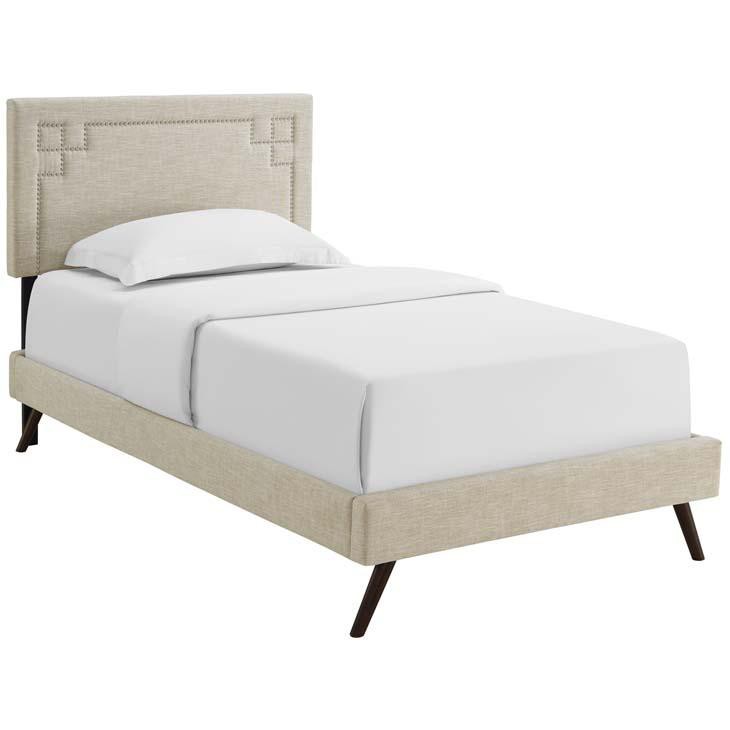 Ruby Twin Platform Bed with Round Splayed Legs - living-essentials