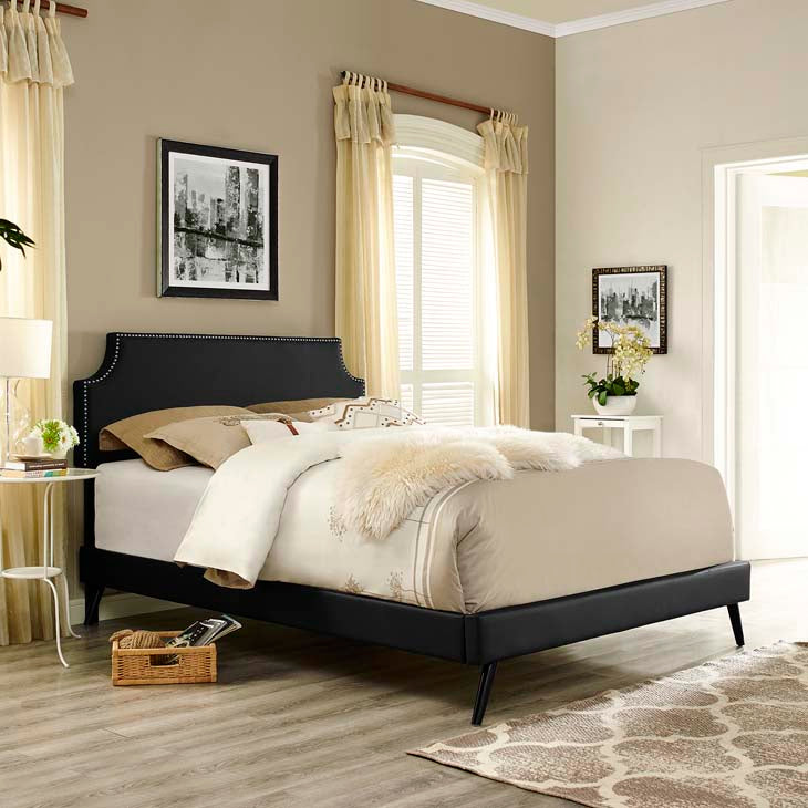 Conner Queen Platform Bed with Round Splayed Legs - living-essentials