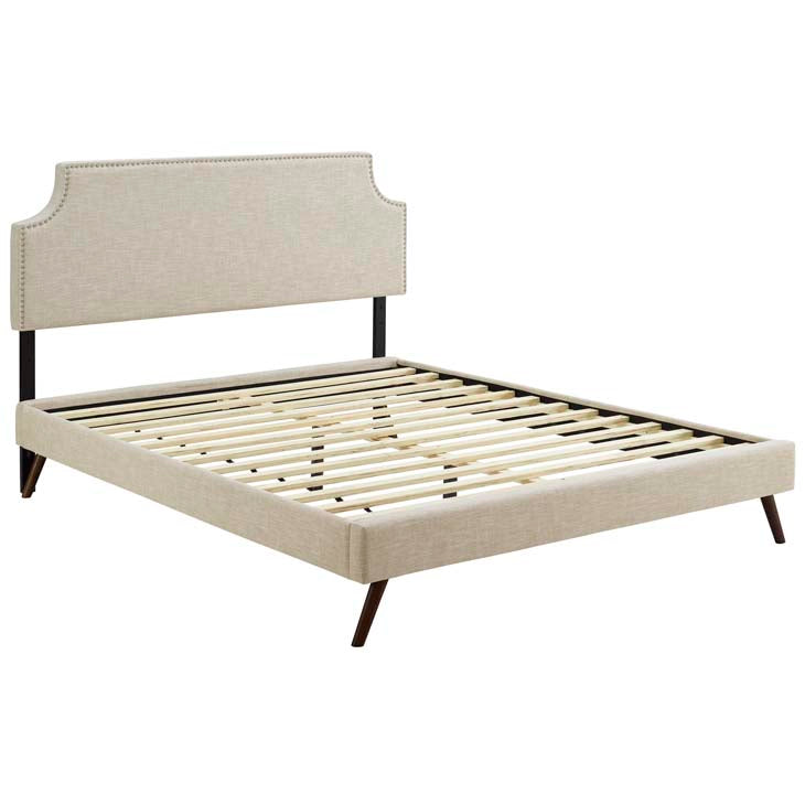 Conner Queen Platform Bed with Round Splayed Legs - living-essentials