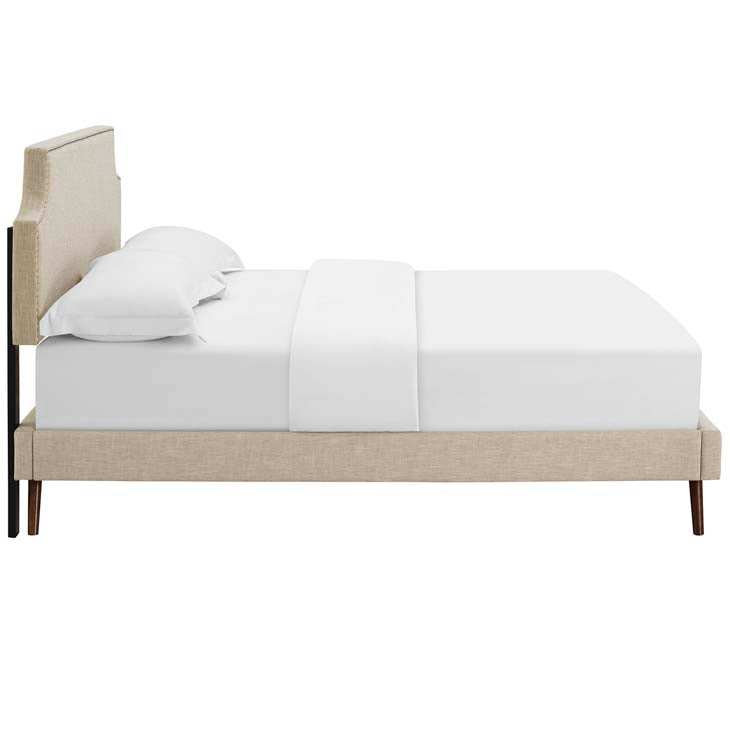 Conner Queen Platform Bed with Round Splayed Legs - living-essentials