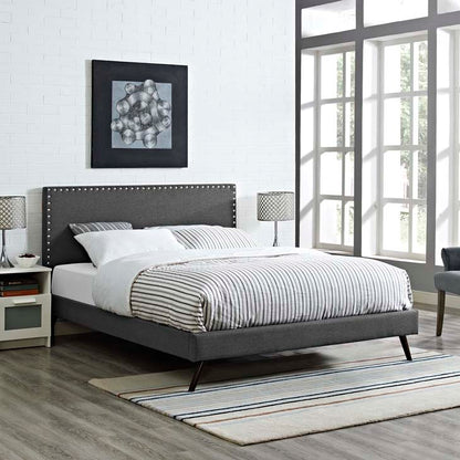 Macey Queen Platform Bed with Round Splayed Legs - living-essentials