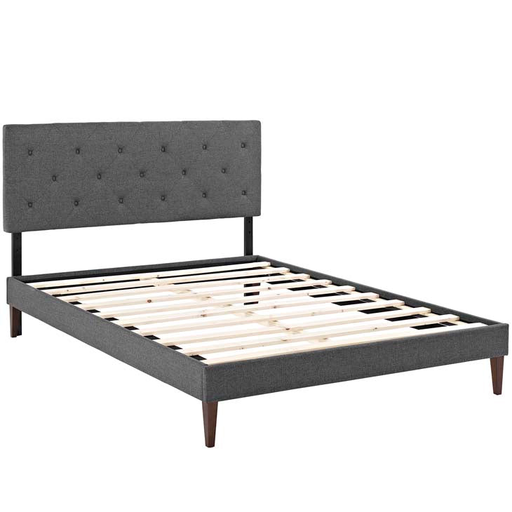 Tamia Queen Platform Bed with Round Splayed Legs - living-essentials