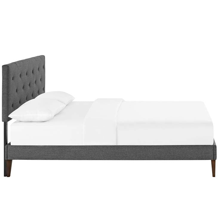 Tamia Queen Platform Bed with Round Splayed Legs - living-essentials