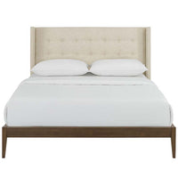 Amherst Queen Wingback Upholstered Polyester Fabric Platform Bed - living-essentials