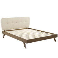 Grace Queen Upholstered Polyester Fabric Platform Bed - living-essentials