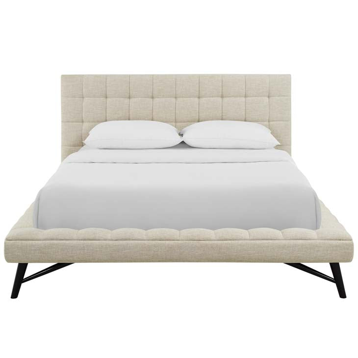 Judah Queen Biscuit Tufted Upholstered Fabric Platform Bed - living-essentials