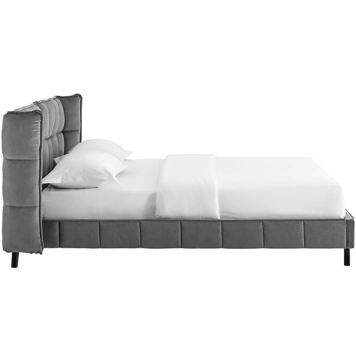 Margaret Queen Upholstered Velvet Platform Bed - living-essentials