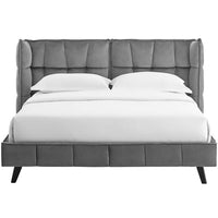 Margaret Queen Upholstered Velvet Platform Bed - living-essentials