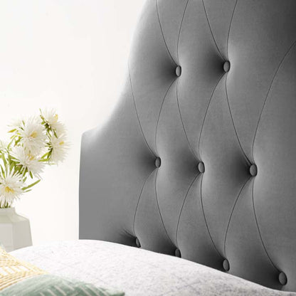Crown Diamond Tufted Performance Velvet Twin Headboard - living-essentials
