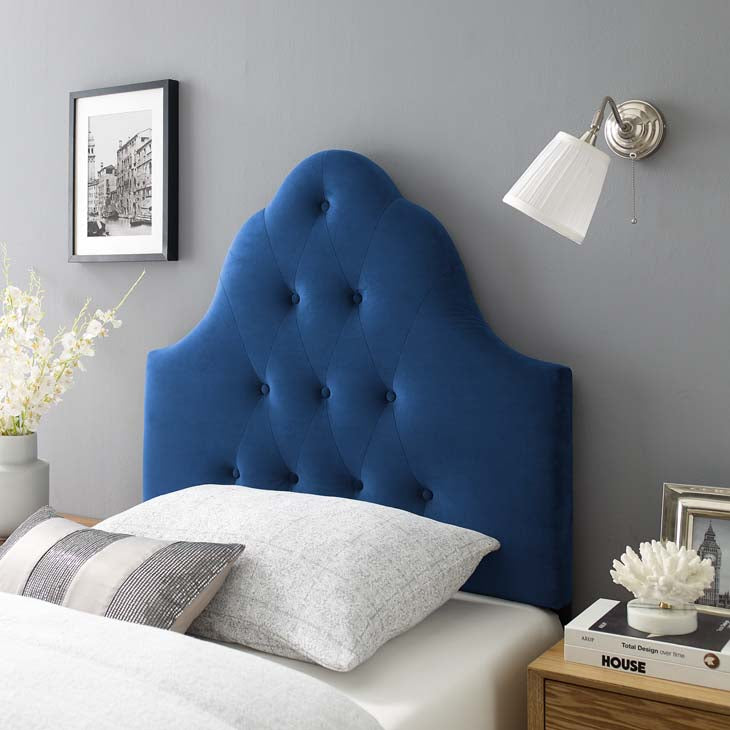 Crown Diamond Tufted Performance Velvet Twin Headboard - living-essentials