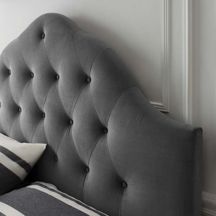 Crown Diamond Tufted Performance Velvet Queen Headboard - living-essentials