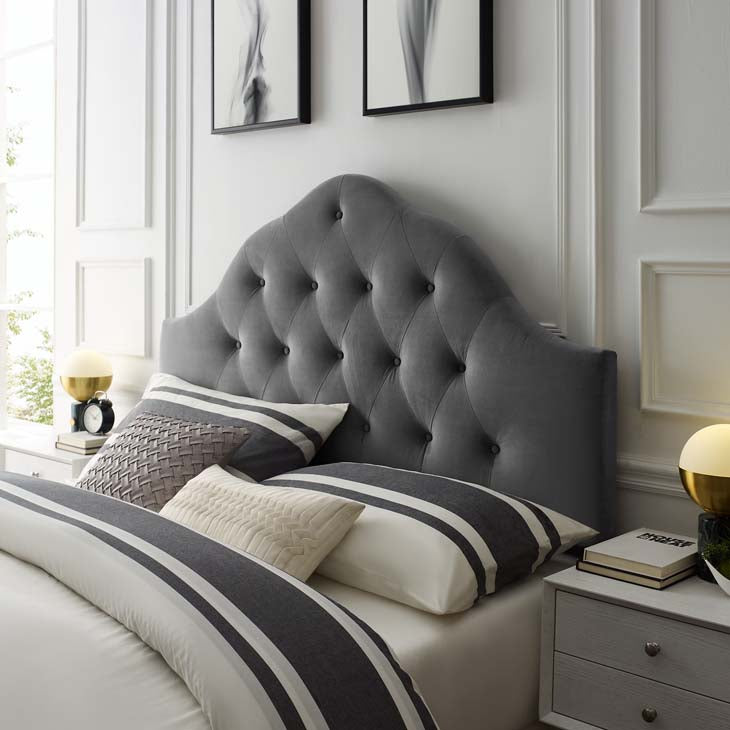 Crown Diamond Tufted Performance Velvet Queen Headboard - living-essentials