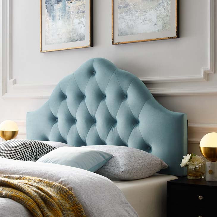 Crown Diamond Tufted Performance Velvet Queen Headboard - living-essentials