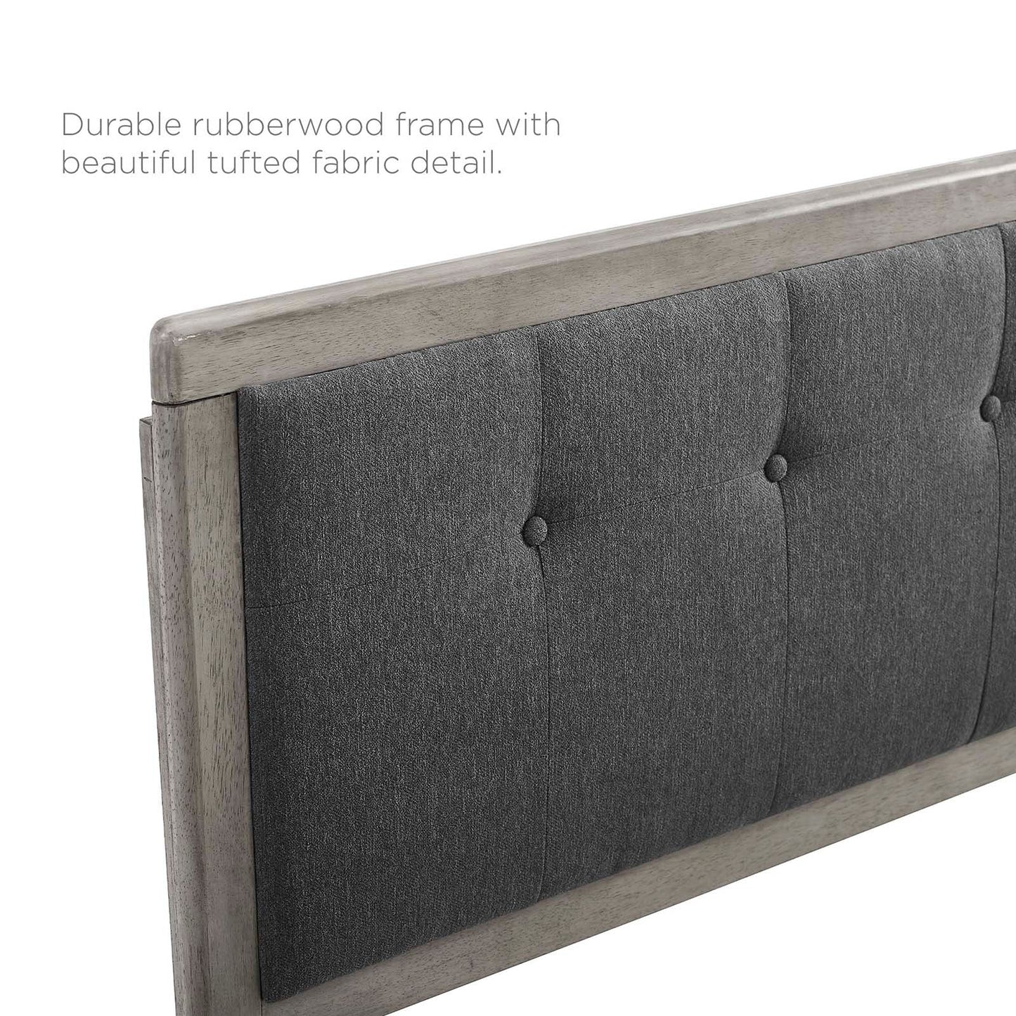 Dwayna Tufted Fabric and Wood King Headboard