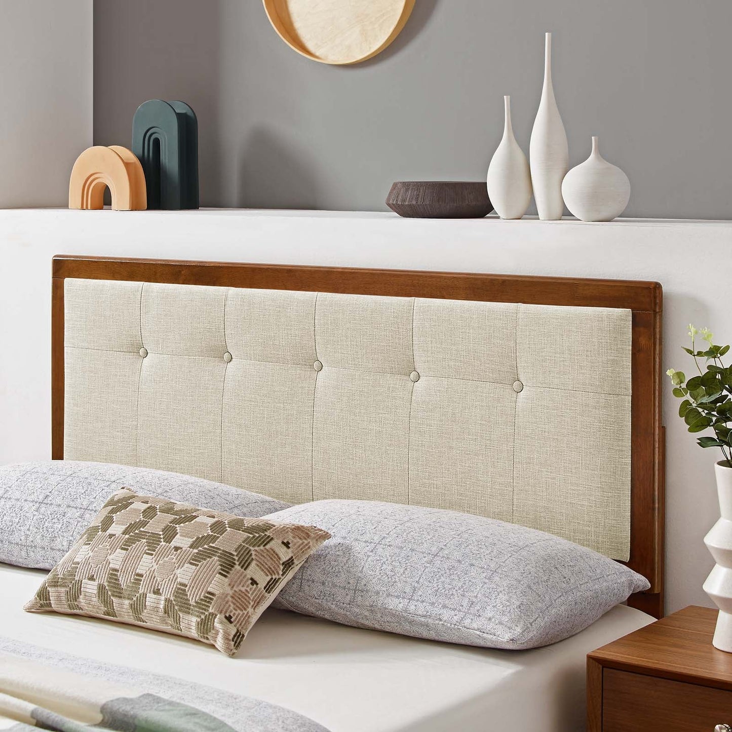 Dwayna Tufted Fabric and Wood Queen Headboard