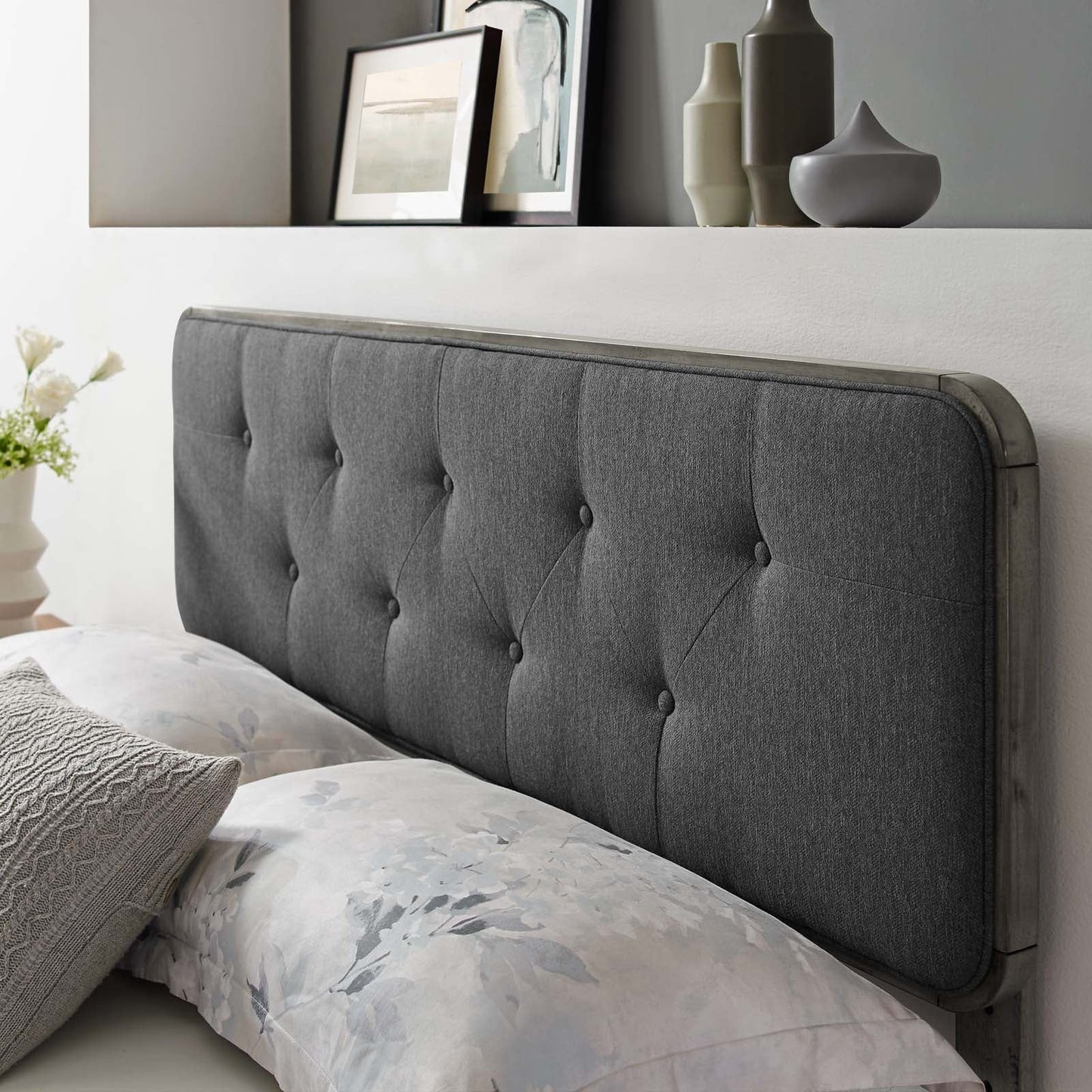 Eleanor Tufted Fabric and Wood Queen Headboard