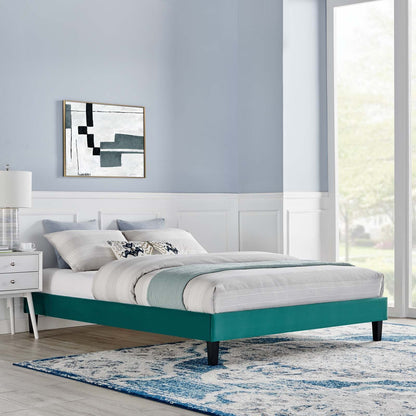 Emberlynn Performance Velvet Full Platform Bed Frame