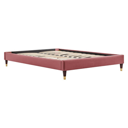 Harley Performance Velvet Queen Platform Bed Frame