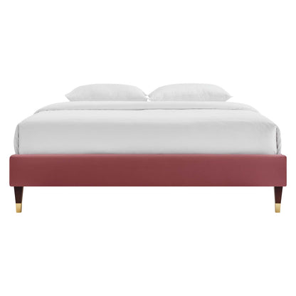 Harley Performance Velvet Queen Platform Bed Frame