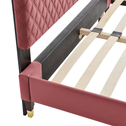 Harley Performance Velvet Queen Platform Bed Frame
