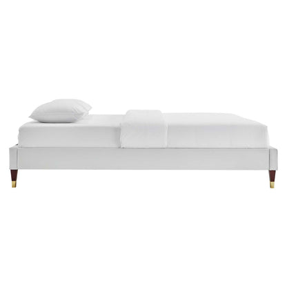 Harley Performance Velvet Queen Platform Bed Frame