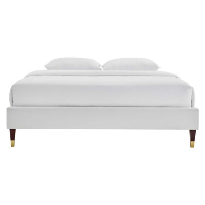 Harley Performance Velvet Queen Platform Bed Frame