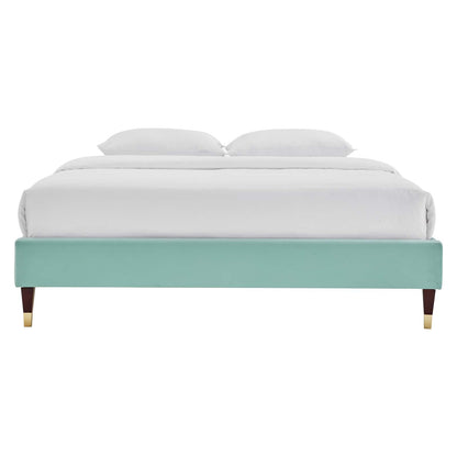 Harley Performance Velvet Queen Platform Bed Frame