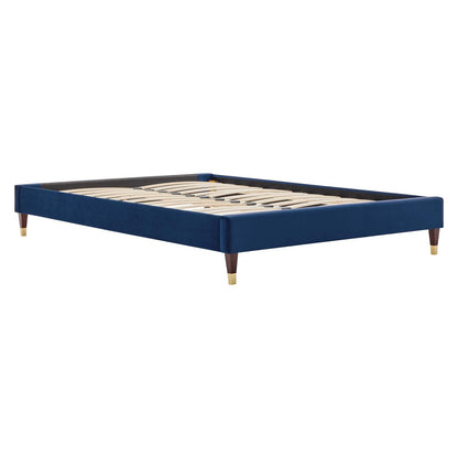 Harley Performance Velvet Queen Platform Bed Frame