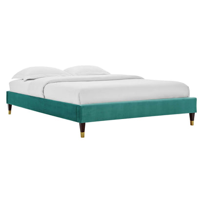 Harley Performance Velvet Queen Platform Bed Frame