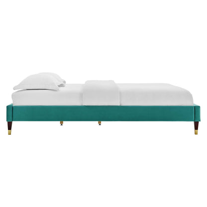 Harley Performance Velvet Queen Platform Bed Frame