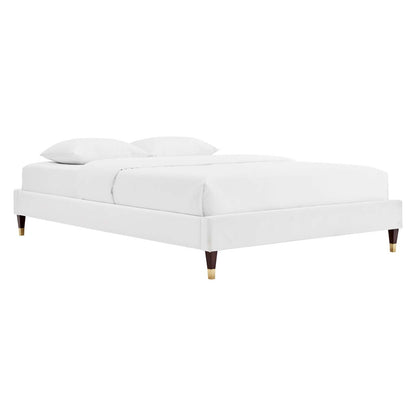 Harley Performance Velvet Queen Platform Bed Frame
