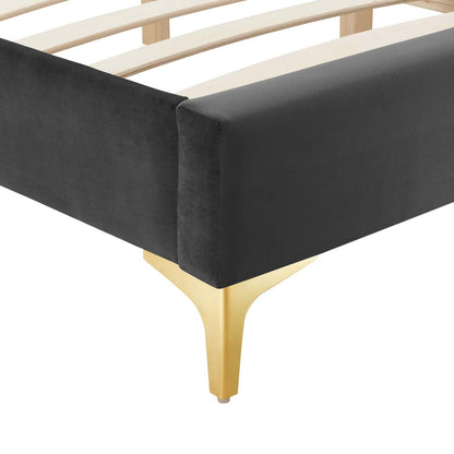 Wrenley Performance Velvet Twin Bed Frame