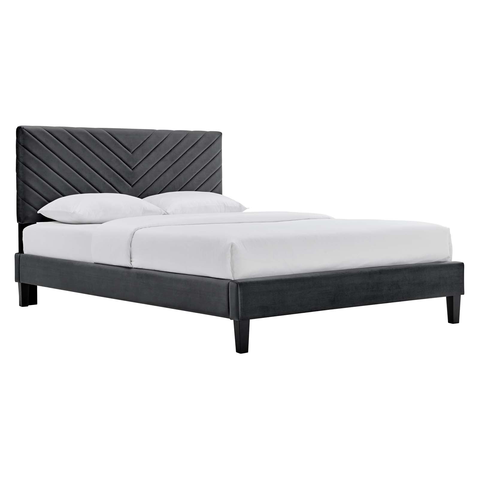 Roxxie Performance Velvet Queen Platform Bed