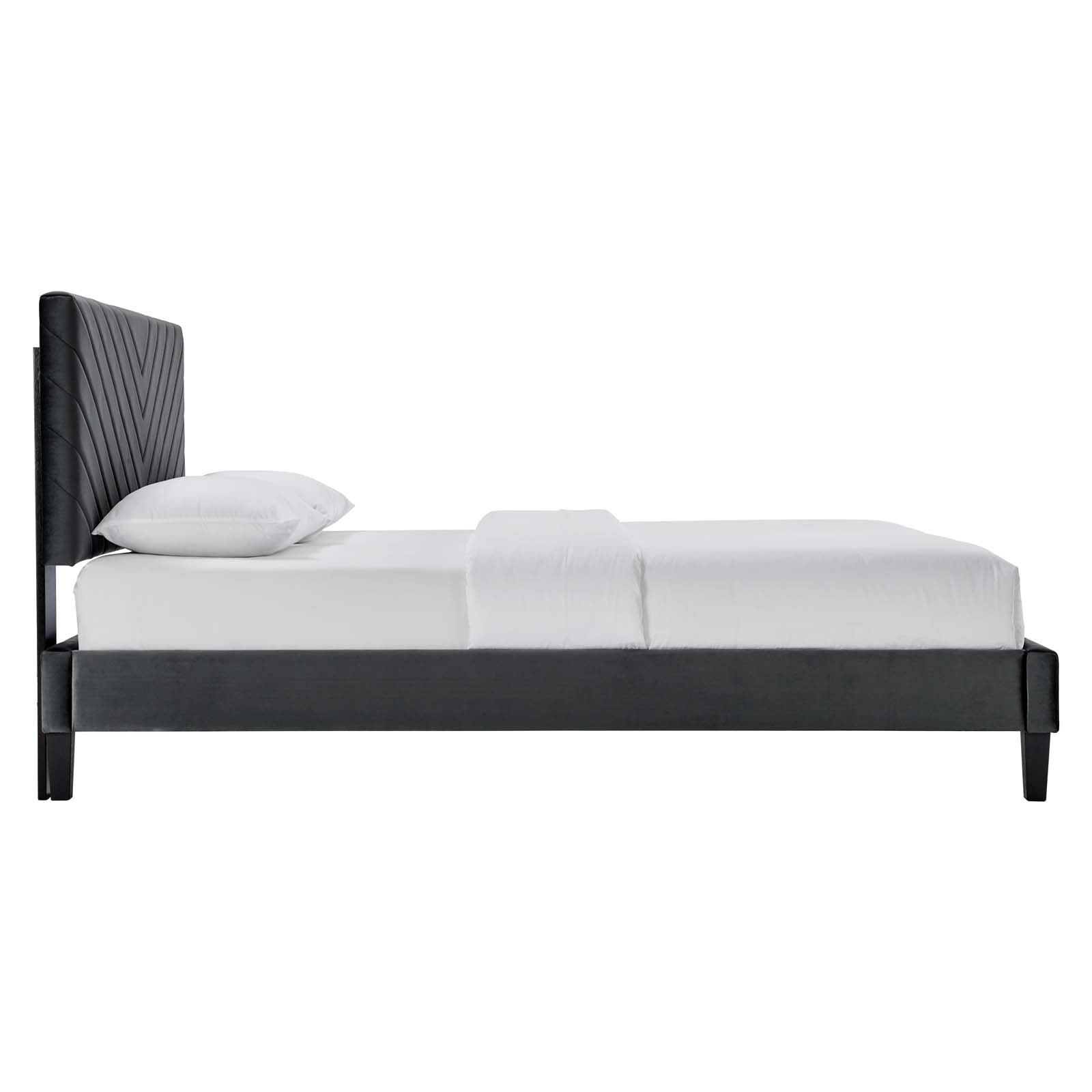 Roxxie Performance Velvet Twin Platform Bed