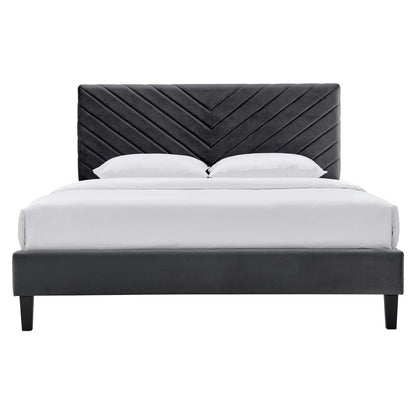 Roxxie Performance Velvet Queen Platform Bed