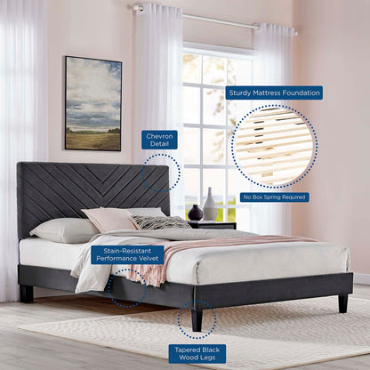 Roxxie Performance Velvet Queen Platform Bed