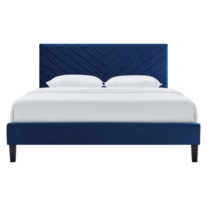 Roxxie Performance Velvet Queen Platform Bed