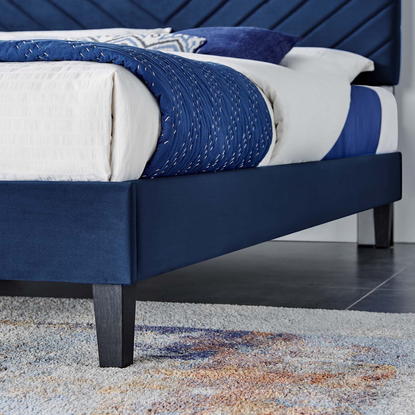 Roxxie Performance Velvet Twin Platform Bed