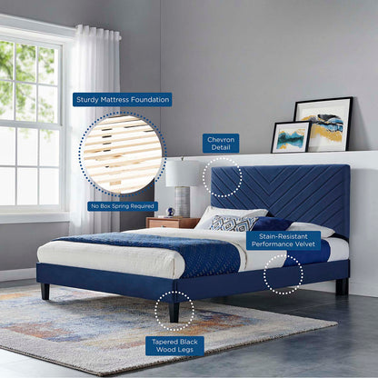 Roxxie Performance Velvet Queen Platform Bed