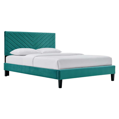 Roxxie Performance Velvet Queen Platform Bed