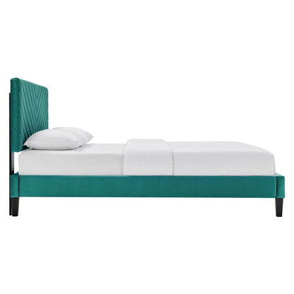 Roxxie Performance Velvet Queen Platform Bed