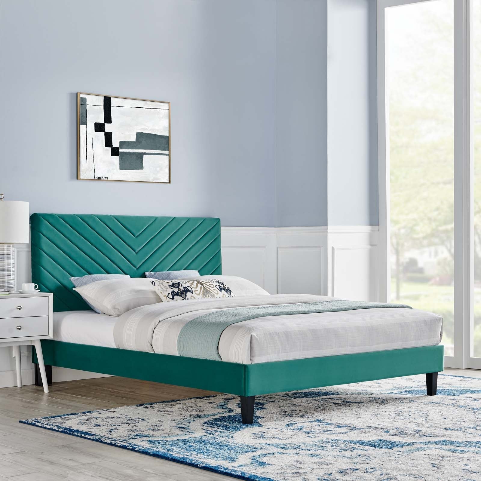 Roxxie Performance Velvet Twin Platform Bed