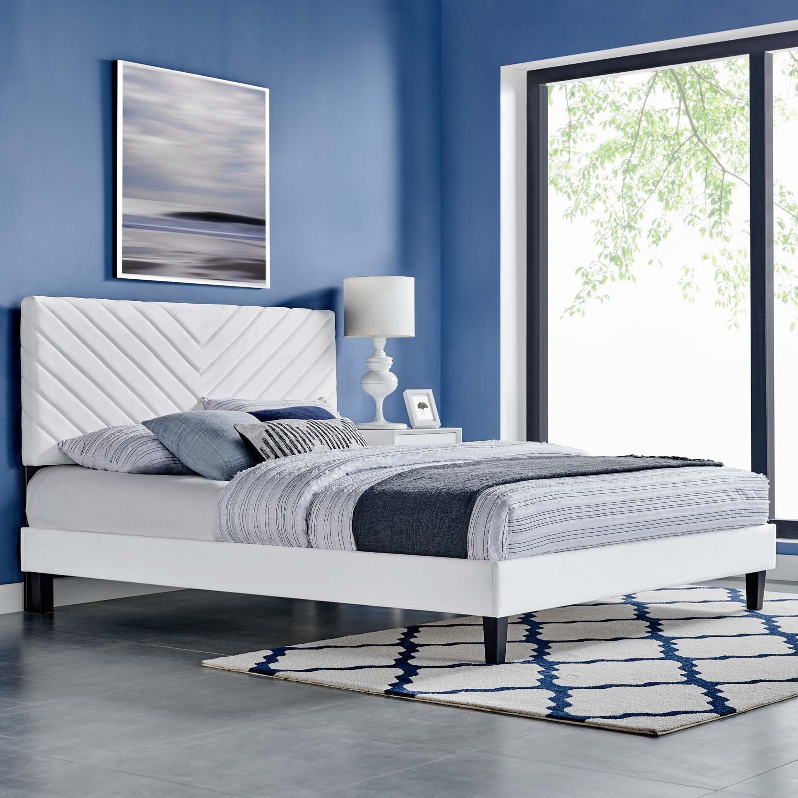 Roxxie Performance Velvet Twin Platform Bed