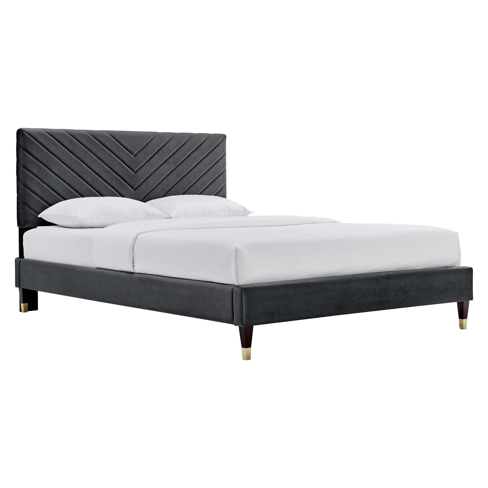 Roxane Queen Performance Velvet Platform Bed