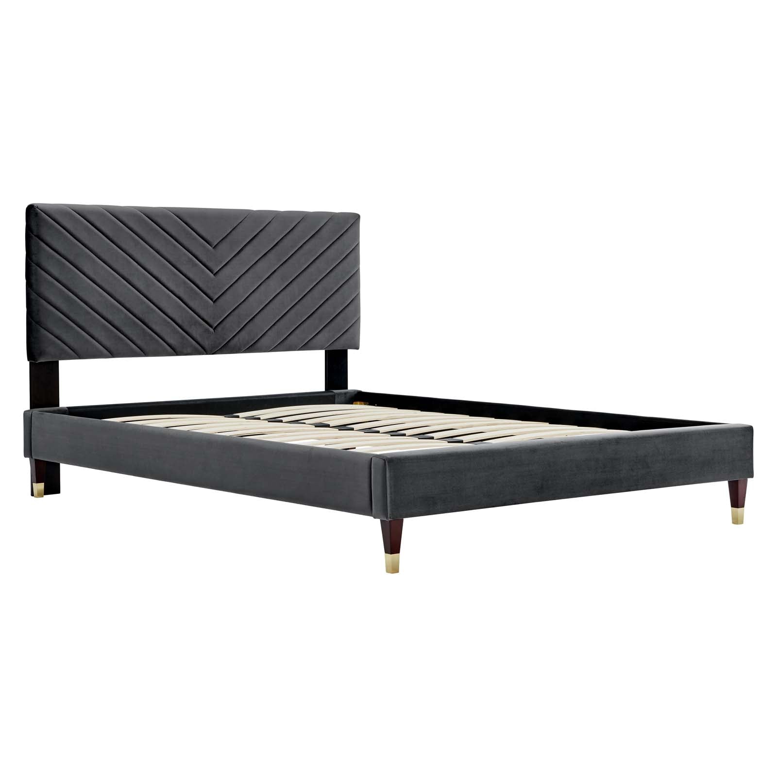 Roxane Queen Performance Velvet Platform Bed